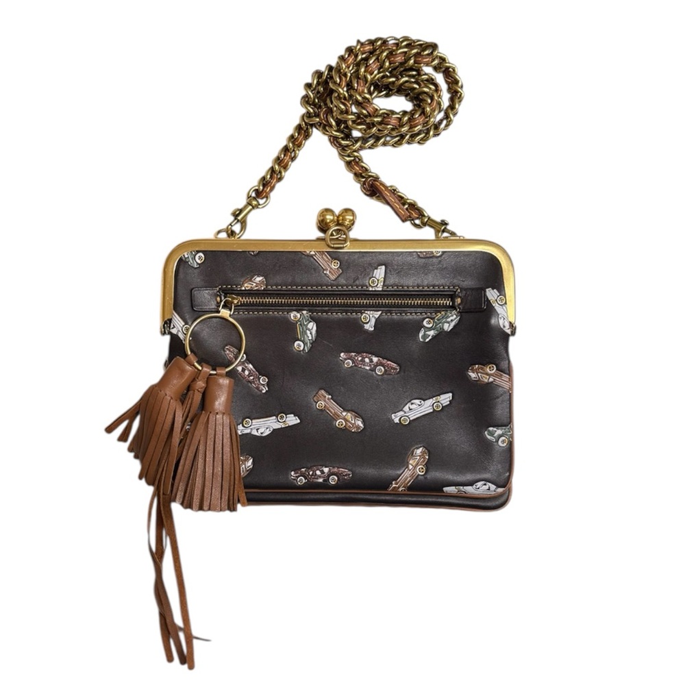 EUC Coach Double Kisslock Crossbody With Colorblock Car Print - Style No. 21731